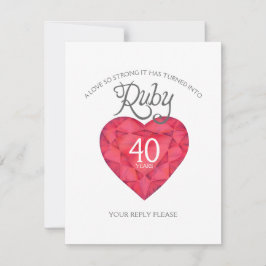 Ruby 40th Wedding Jubileum waterverf schilderij RSVP Kaartje