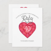 Ruby 40th Wedding Jubileum waterverf schilderij RSVP Kaartje (Voorkant / Achterkant)