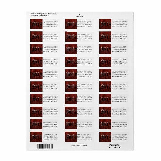 Ruby Afstudeerder | Thema Rode Garnet Crimson Scar Etiket (Full Sheet)