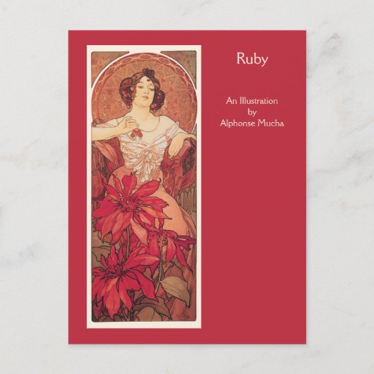 Ruby Alphonse Mucha Precious Stones Serie Briefkaart (Voorkant)