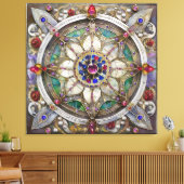 Ruby, Amethist, Sapphire en Pearl, Mandala Canvas Afdruk (Insitu (Woonkamer))