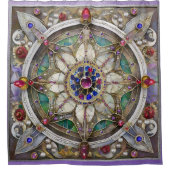 Ruby, Amethist, Sapphire en Pearl, Mandala Douchegordijn (Voorkant)