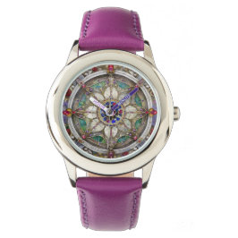 Ruby, Amethist, Sapphire en Pearl, Mandala Horloge