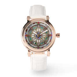 Ruby, Amethist, Sapphire en Pearl, Mandala Horloge