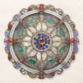 Ruby, Amethist, Sapphire en Pearl, Mandala Kartonnen Onderzetters