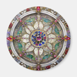 Ruby, Amethist, Sapphire en Pearl, Mandala Magneet