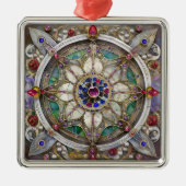 Ruby, Amethist, Sapphire en Pearl, Mandala Metalen Ornament (Voorkant)