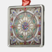 Ruby, Amethist, Sapphire en Pearl, Mandala Metalen Ornament (Links)