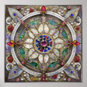 Ruby, Amethist, Sapphire en Pearl, Mandala Poster (Voorkant)