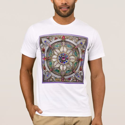 Ruby, Amethist, Sapphire en Pearl, Mandala T-shirt (Voorkant)
