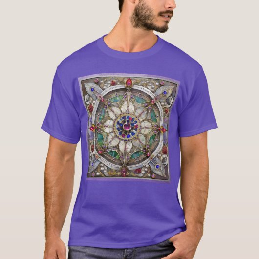 Ruby, Amethist, Sapphire en Pearl, Mandala T-shirt (Voorkant)