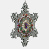 Ruby, Amethist, Sapphire en Pearl, Mandala Tin Sneeuwvlok Ornament (Links)