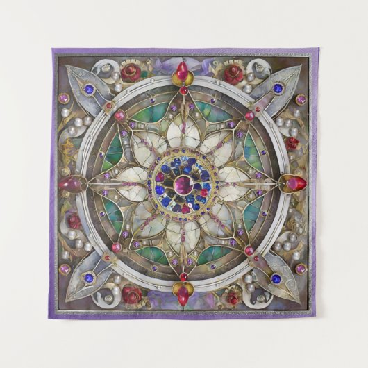 Ruby, Amethist, Sapphire en Pearl, Mandala Wandkleed (Voorkant (horizontaal))