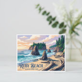 Ruby Beach Forks Washington Briefkaart (Staand voorkant)