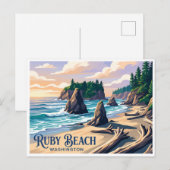 Ruby Beach Forks Washington Briefkaart (Voorkant / Achterkant)
