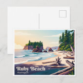 Ruby Beach Forks Washington Briefkaart (Voorkant / Achterkant)