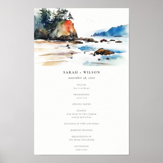 Ruby Beach Olympic National Park Huwelijksprogramm Poster (Voorkant)