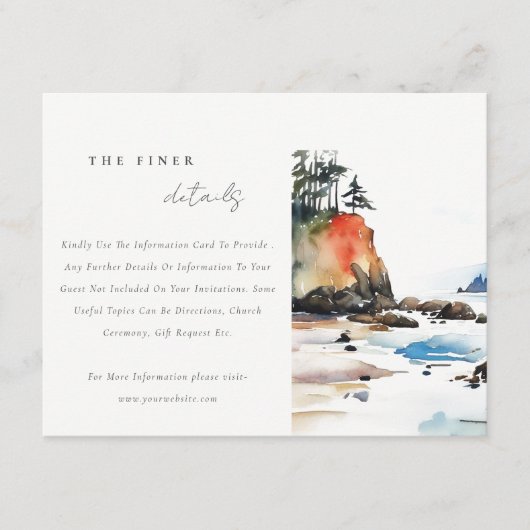Ruby Beach Olympic National Park Wedding Details Informatiekaartje (Voorkant)