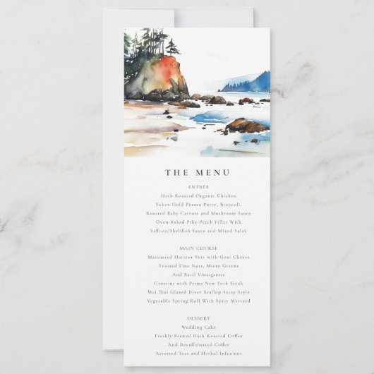 Ruby Beach Olympic National Park Wedding Menu Kaar Kaart (Voorkant)