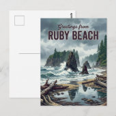 Ruby Beach Washington Briefkaart (Voorkant / Achterkant)
