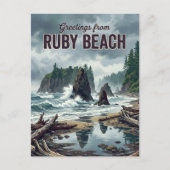 Ruby Beach Washington Briefkaart (Voorkant)