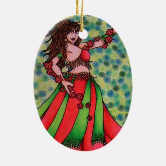Ruby Belly Dancer Keramisch Ornament (Achterkant)