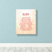 Ruby birthstone - juli gedicht kunst canvas (Insitu (Houten vloer))