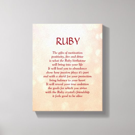 Ruby birthstone - juli gedicht kunst canvas afdruk (Voorkant)