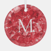 Ruby Birthstone Monogram Persoonlijke naam Glas Ornament (Voorkant)
