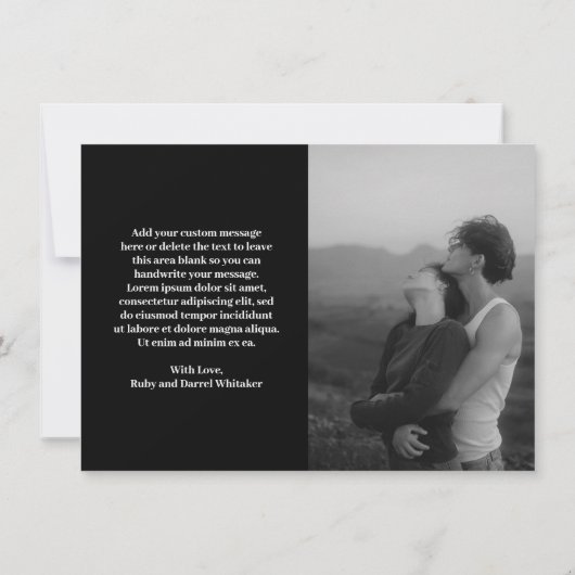 Ruby Black Moderne bruiloft Bedankkaart (Achterkant)