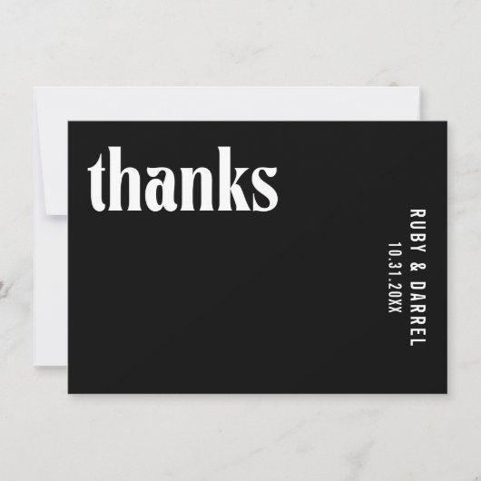 Ruby Black Moderne bruiloft Bedankkaart (Voorkant)