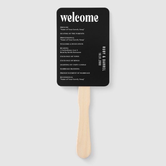 Ruby Black Moderne bruiloft Handwaaier (Voorkant)