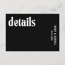 Ruby Black Moderne bruiloft Informatiekaartje