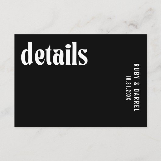Ruby Black Moderne bruiloft Informatiekaartje (Voorkant)