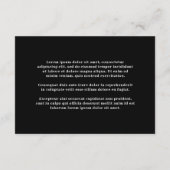 Ruby Black Moderne bruiloft Informatiekaartje (Achterkant)