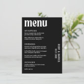 Ruby Black Moderne bruiloft Menu (Staand voorkant)