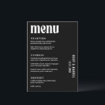 Ruby Black Moderne bruiloft Menu<br><div class="desc">Modern huwelijksmenu met een eenvoudig en minimaal ontwerp met een vet lettertype in het wit op een zwarte achtergrond. De kleuren kunnen worden gewijzigd in de kleuren die u kiest in het ontwerpbewerkingshulpmiddel. Dit hedendaagse huwelijksmenu is ideaal voor een gothic of een halloween thema bruiloft.</div>