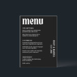 Ruby Black Moderne bruiloft Menu<br><div class="desc">Modern huwelijksmenu met een eenvoudig en minimaal ontwerp met een vet lettertype in het wit op een zwarte achtergrond. De kleuren kunnen worden gewijzigd in de kleuren die u kiest in het ontwerpbewerkingshulpmiddel. Dit hedendaagse huwelijksmenu is ideaal voor een gothic of een halloween thema bruiloft.</div>