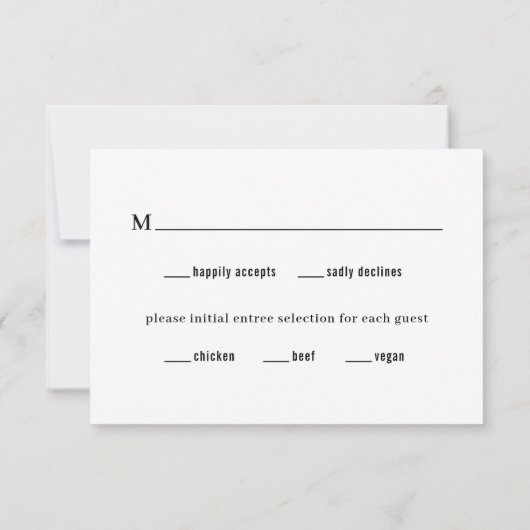 Ruby Black Moderne bruiloft RSVP Kaartje (Achterkant)