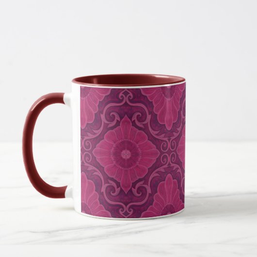 "Ruby bloemen" boheems bloemenarabesque patroon Mok (Links)