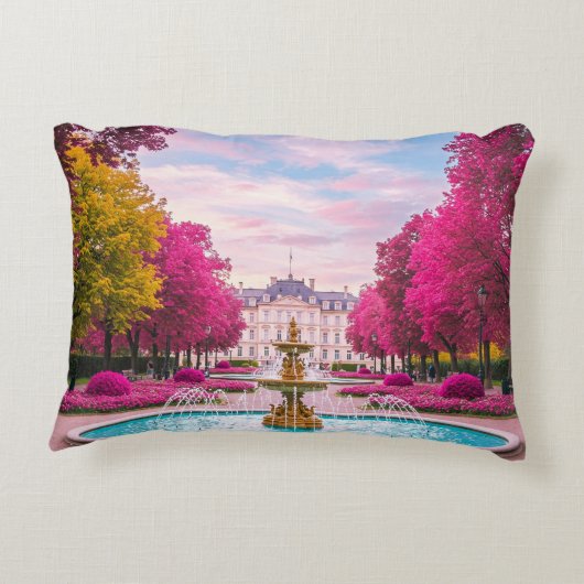 Ruby Bloom Retreat - Botanische fontein Accent Kussen (Achterkant)