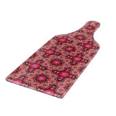 Ruby Bloom Tegel – Ornamental Red Floral Pattern Snijplank (Hoek)