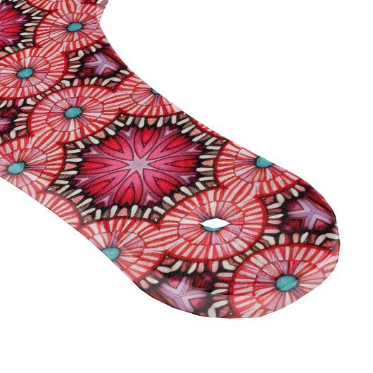 Ruby Bloom Tegel – Ornamental Red Floral Pattern Snijplank (Hoek)