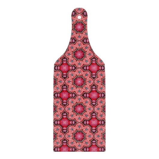 Ruby Bloom Tegel – Ornamental Red Floral Pattern Snijplank (Voorkant)