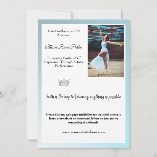 Ruby Blue Ombre Optocht Handtekening Kaart (Achterkant)