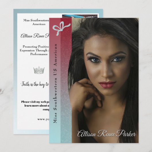 Ruby Blue Ombre Optocht Handtekening Kaart (Voorkant / Achterkant)