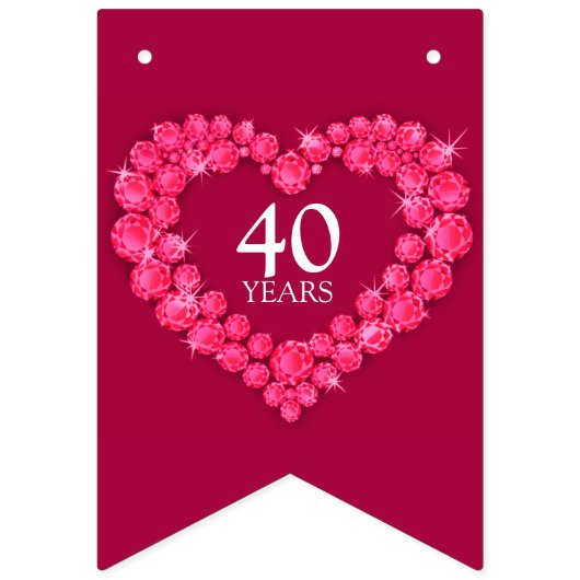 Ruby bruiloft 40e verjaardag aangepaste foto vlaggetjes (Eerste vlag)