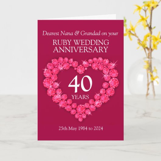 Ruby bruiloft grootouders 40ste kaart (Gele Bloem)