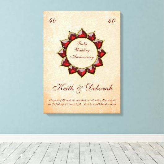 Ruby Bruiloft Jubileum Canvas Afdruk (Insitu (Houten vloer))