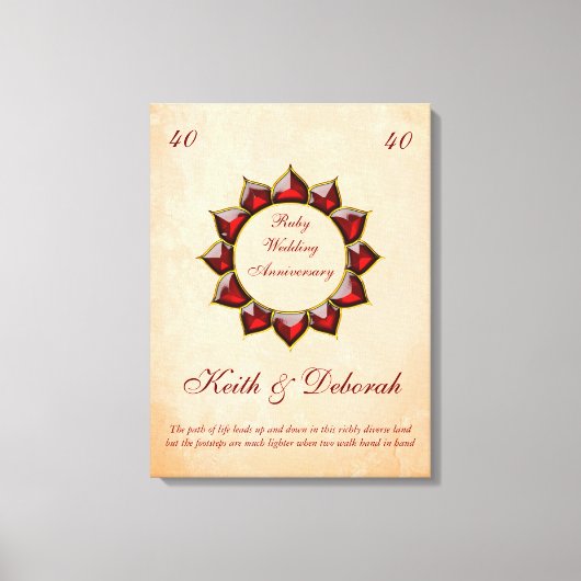  Ruby Bruiloft Jubileum Canvas Afdruk (Voorkant)